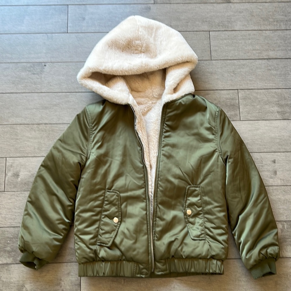 Zara Kids Green Jacket with Cream Lining